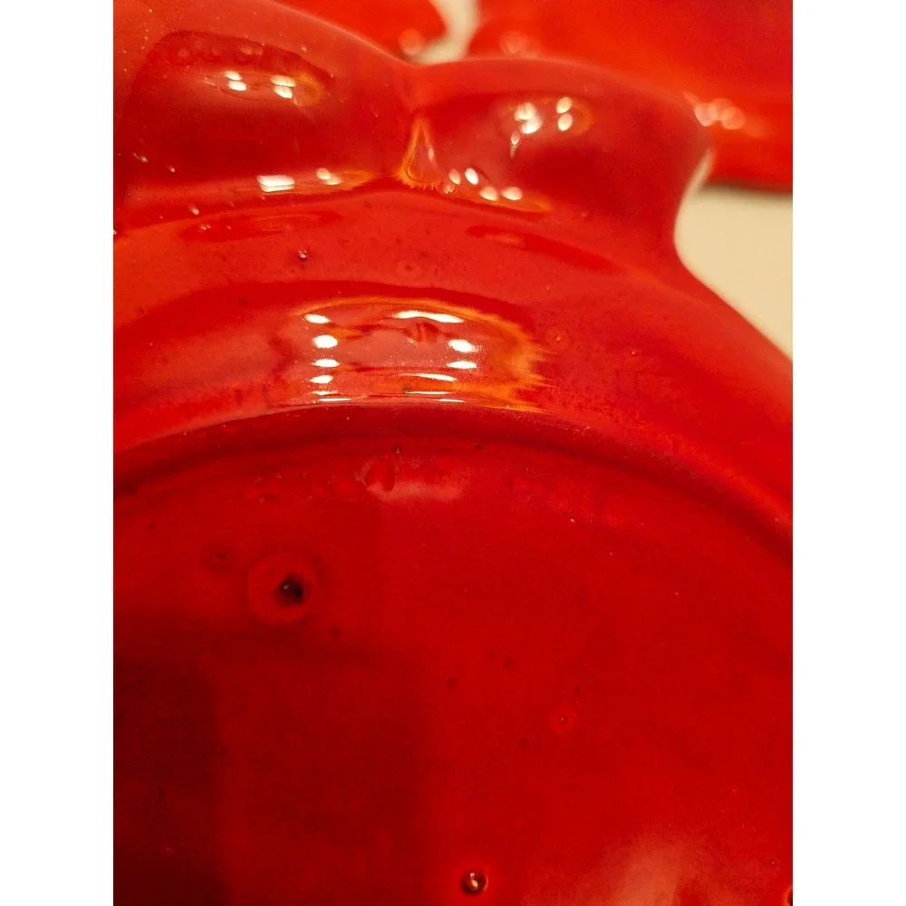 Vintage Holland Mold Red Ceramic Fish Plates S/4 MCM Nautical Signed‎ Pickle